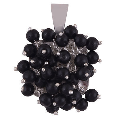 Stunning Seated Pattern of Multiple Gemstone Black Onyx Round Shape 925 Sterling Solid Silver Pendant - R8400040-28