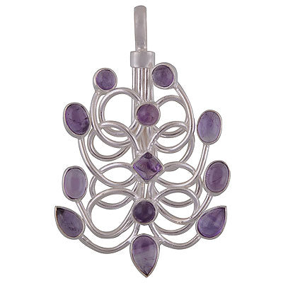 Beautiful Chandelier Inspired Amethyst Multi Shapes 925 Sterling Solid Silver Pendant - R8400042-1