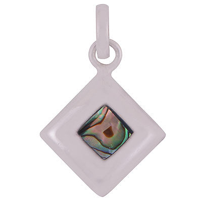Alluring Seated Gemstone Abalone Shell Rhombus Shape 925 Sterling Solid Silver Pendant - R8400043-6
