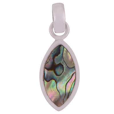 Gorgeous Seated Gemstone Abalone Shell Marquise Shape 925 Sterling Solid Silver Pendant - R8400043-7