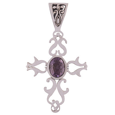 Stunning Handwork Around Amethyst Oval Shape 925 Sterling Solid Silver Pendant - R8400052-3
