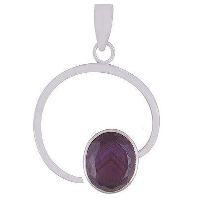 Beautiful Gemstone Around Amethyst Oval Shape 925 Sterling Solid Silver Pendant - R8400053-24
