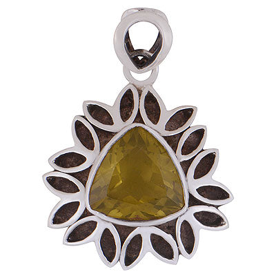 Beautiful Gemstone Around Lemon Topaz Trillion Shape 925 Sterling Solid Silver Pendant - R8400055-25