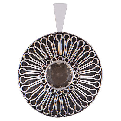 Stunning Wire Work Around Lemon Topaz Round Shape 925 Sterling Solid Silver Pendant - R8400055-26