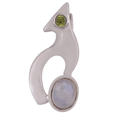 Gorgeous Modern Design Around Rainbow Moonstone,Peridot Round,Oval Shape 925 Sterling Solid Silver Pendant - R8400057-11