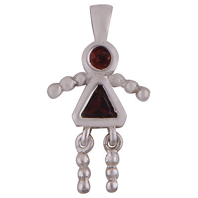 Human body Around Garnet Round,Trillion Shape 925 Sterling Solid Silver Pendant - R8400057-15
