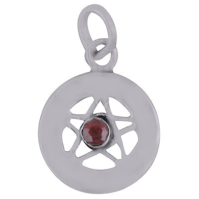 Beautiful Jali cut Around Garnet Round Shape 925 Sterling Solid Silver Pendant - R8400057-16