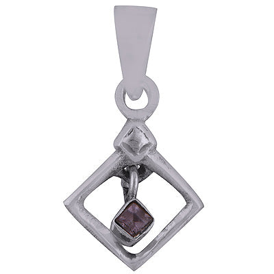 Beautiful Gemstone Hanging Amethyst Rhombus Shape 925 Sterling Solid Silver Pendant - R8400057-28