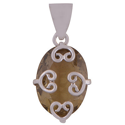 Beautiful Setting Designed Around Lemon Topaz Oval Shape 925 Sterling Solid Silver Pendant - R8400058-20
