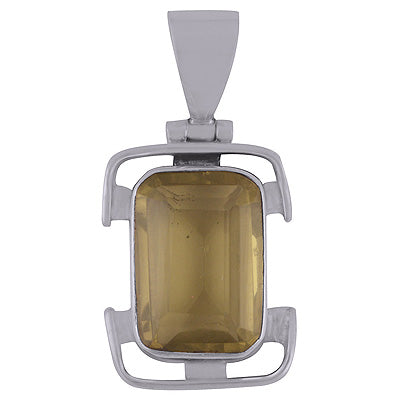 Alluring Uniquely Modern Designed Lemon Topaz Rectangle Shape 925 Sterling Solid Silver Pendant - R8400058-5
