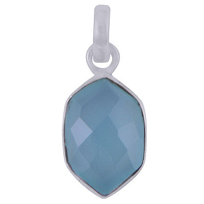 Stunning Gemstone Blue Chalcedony Hexagon Shape 925 Sterling Solid Silver Pendant - R8400059-18