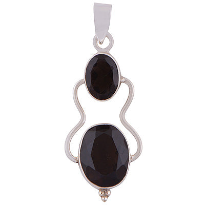 Beautiful Waves Around Two Stone Smoky Topaz Oval Shape 925 Sterling Solid Silver Pendant - R8400061-15