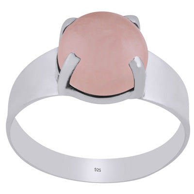 Gorgeous Men's Rose Quartz Round Shape 925 Sterling Solid Silver Ring - R8700009-10