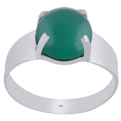 Gorgeous Men's Green Onyx Round Shape 925 Sterling Solid Silver Ring - R8700009-7