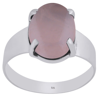Beautiful Men's Rose Quartz Oval Shape 925 Sterling Solid Silver Ring - R8700010-9