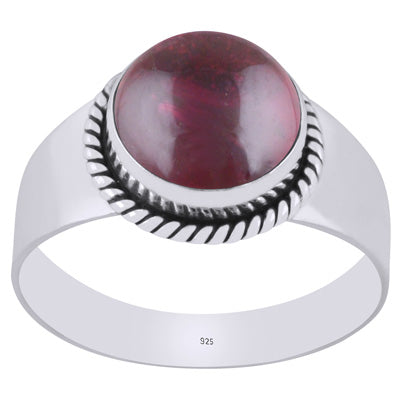Gorgeous Twisted Wire Work Around Garnet Round Shape 925 Sterling Solid Silver Ring - R8700012-2
