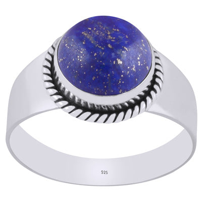 Gorgeous Twisted Wire Work Around Lapis Round Shape 925 Sterling Solid Silver Ring - R8700012-6