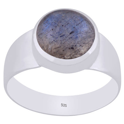Stunning Men's Labradorite Round Shape 925 Sterling Solid Silver Ring - R8700013-5