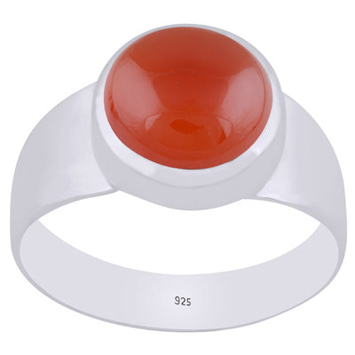 Stunning Men's Carnelian Round Shape 925 Sterling Solid Silver Ring - R8700013-7