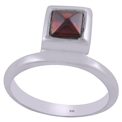 Stunning Shaped Gemstone Garnet Square Shape 925 Sterling Solid Silver Ring - R8900003-6