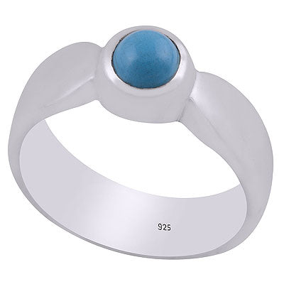 Gorgeous seated Gemstone Turquoise Round Shape 925 Sterling Solid Silver Ring - R8900003-7