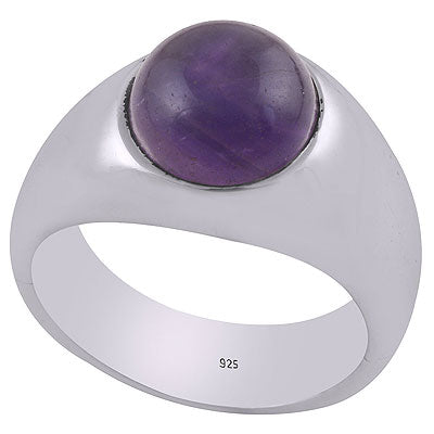 Gorgeous Seated Gemstone Amethyst Round Shape 925 Sterling Solid Silver Ring - R8900006-2