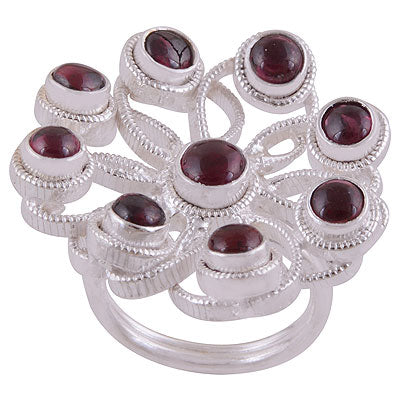 Alluring Twisted Wire Around Garnet Round Shape 925 Sterling Solid Silver Ring - R8900011-3