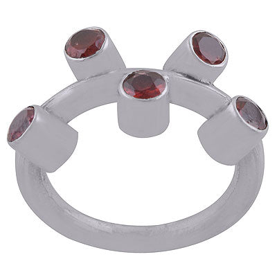 Gorgeous Multiple Gemstone Around Garnet Round Shape 925 Sterling Solid Silver Ring - R8900017-1