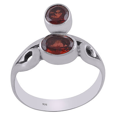 Gorgeous Wire Coil Work Around Gemstone Garnet Round,Oval Shape 925 Sterling Solid Silver Ring - R8900017-3