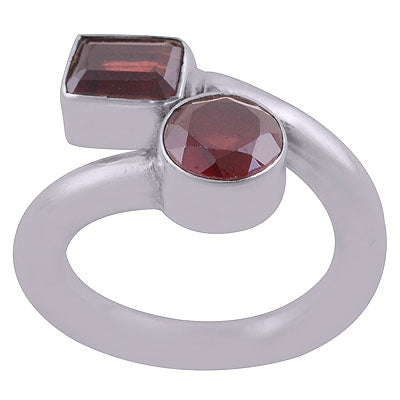 Stunning Multishaped Gemstone Garnet Round,Rectangle Shape 925 Sterling Solid Silver Ring - R8900017-4
