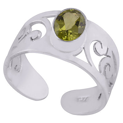 Stunning Jali Cut Around Peridot Oval Shape 925 Sterling Solid Silver Toe Ring - R9400139-2