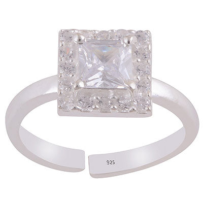 Stunning Gemstone Studded Around White Cubic Zirconia Square & Round Shape 925 Sterling Solid Silver Toe Ring - R9400145-4