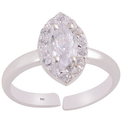Magnificent Gemstone Studded Around White Cubic Zirconia Marquise & Round Shape 925 Sterling Solid Silver Toe Ring - R9400146-3