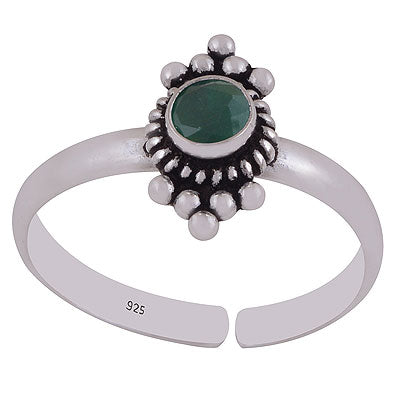 Gorgeous Handcrafted Work Around Green Corundum Round Shape 925 Sterling Solid Silver Toe Rings - R9400151-2