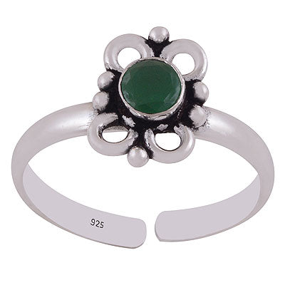 Gorgeous Wire & Rawa work Around Green Corundum Round Shape 925 Sterling Solid Silver Toe Rings - R9400154-4