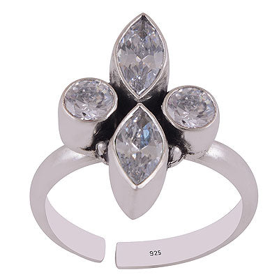 Stunning Rawa Work Around White Cubic Zirconia Marquise & Round Shape 925 Sterling Solid Silver Toe Rings - R9400157-4