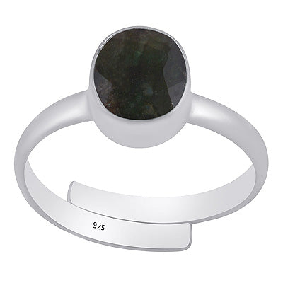 Natural Rashi Ratan Gemstone Emerald Oval Shape 925 Sterling Solid Silver Ring - R9900038-12