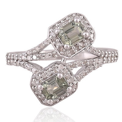 Natural Green Sapphire Stunning Multiple Gemstones Around Octagon Shape 925 Sterling Solid Silver Ring - RE310100-1