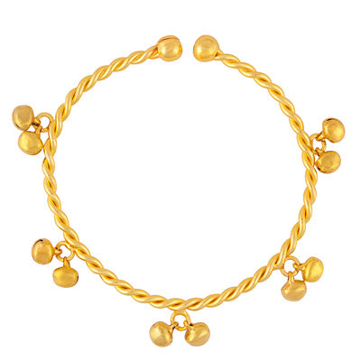 Stunning Gold Plated with Ghungroo Charm Plain German Silver Bangle - main product photo (RG10270011-1)