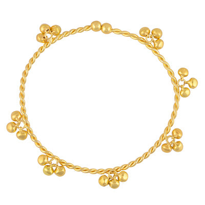 Classic Gold Plated with Ghungroo Charm Plain German Silver Anklets - main product photo (RG10380008-1)