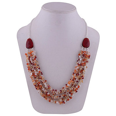 90.7gram Pearl,Cryatal,Garnet,Citrine,Rainbow Moonstone,Carnelian,Rose Quartz, German Silver Cabochon Stone Necklaces - RG10900089-1