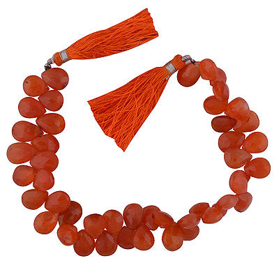 28.6gram Carnelian Almond Shape Semi Precious Cut Gemstone Beads - RI30880003-3