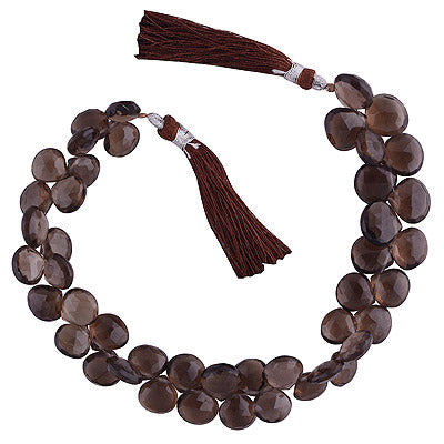 33gram Smoky Topaz Heart Shape Semi Precious Cut Gemstone Beads - RI30880029-11