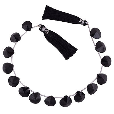 35.4 gram Black Onyx Almond Shape Semi Precious Cut Gemstone Beads - RI30880042-5
