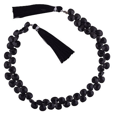 28.4gram Black Onyx Heart Shape Semi Precious Cut Gemstone Beads - RI30880042-6