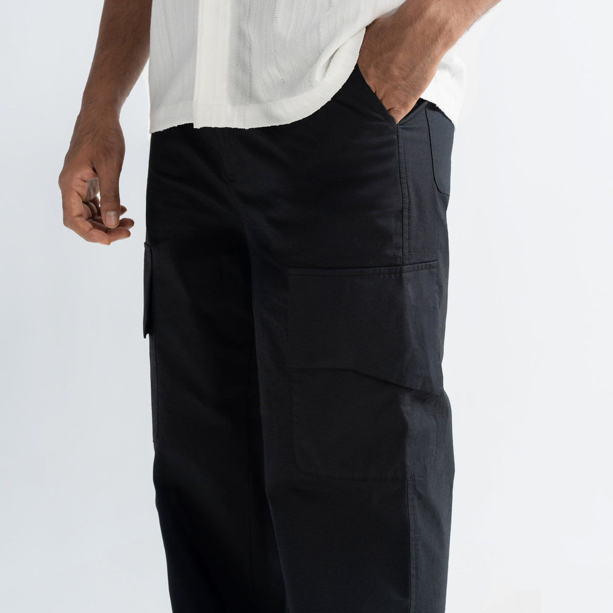 RIPSTOP CARGO PANTS - BLACK by Warping Theories