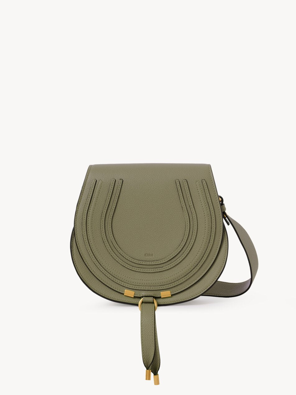 CHLOE Marcie saddle bag in grained leather Aloe Green by CHLOE