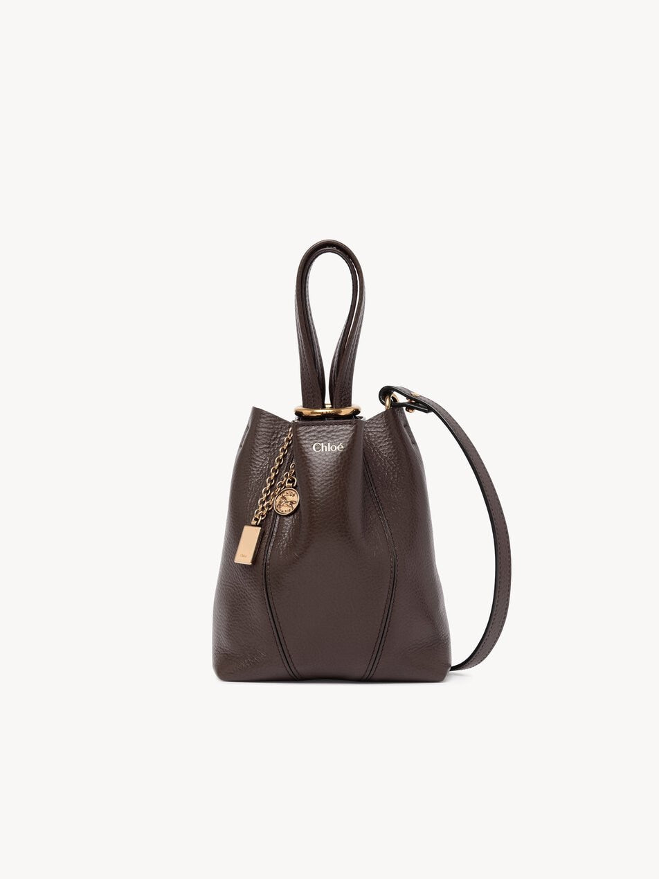CHLOE Small Chloé Spin tote bag in grained leather Kohl Brown by CHLOE