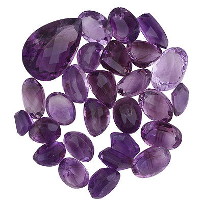 27 Pcs Natural Amethyst Standard Quality Faceted Cut Gemstones Free Size Lot - RS30700035-1