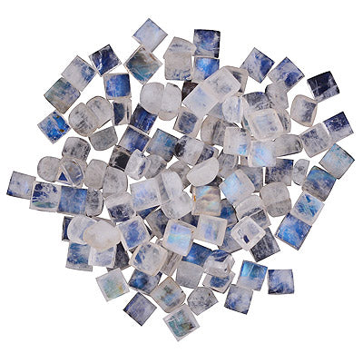 258 Pcs Square Natural Rainbow Moonstone Standard Quality Cabochon Gemstones (mm size) Lot - RS30801330-31